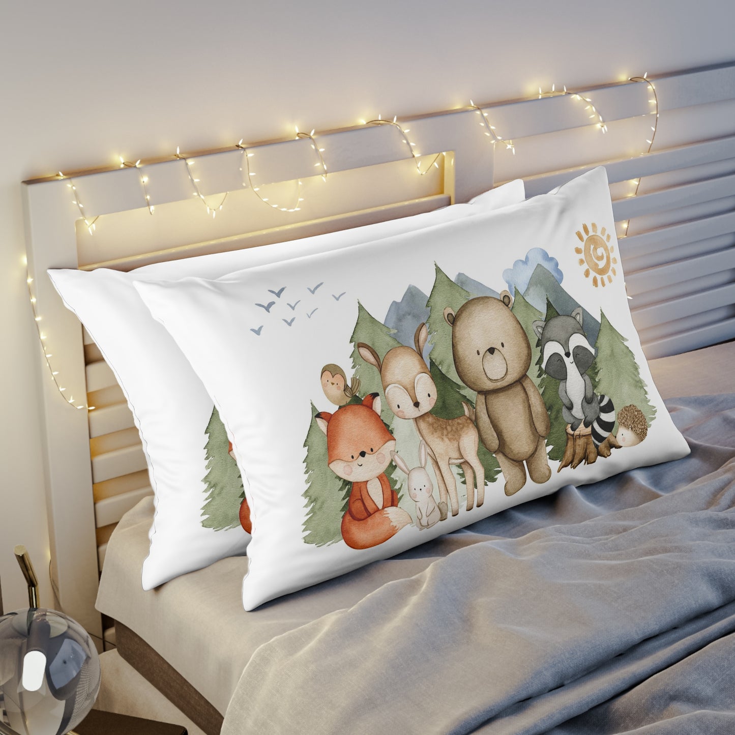 Woodland pillow sham, Forest pillow case - Magical Forest