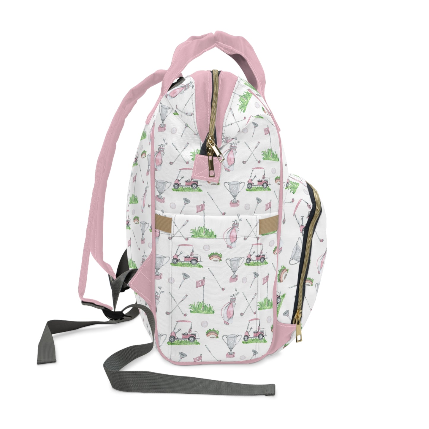 Pink golf diaper back, Girl golf Backpack - Pink Golf