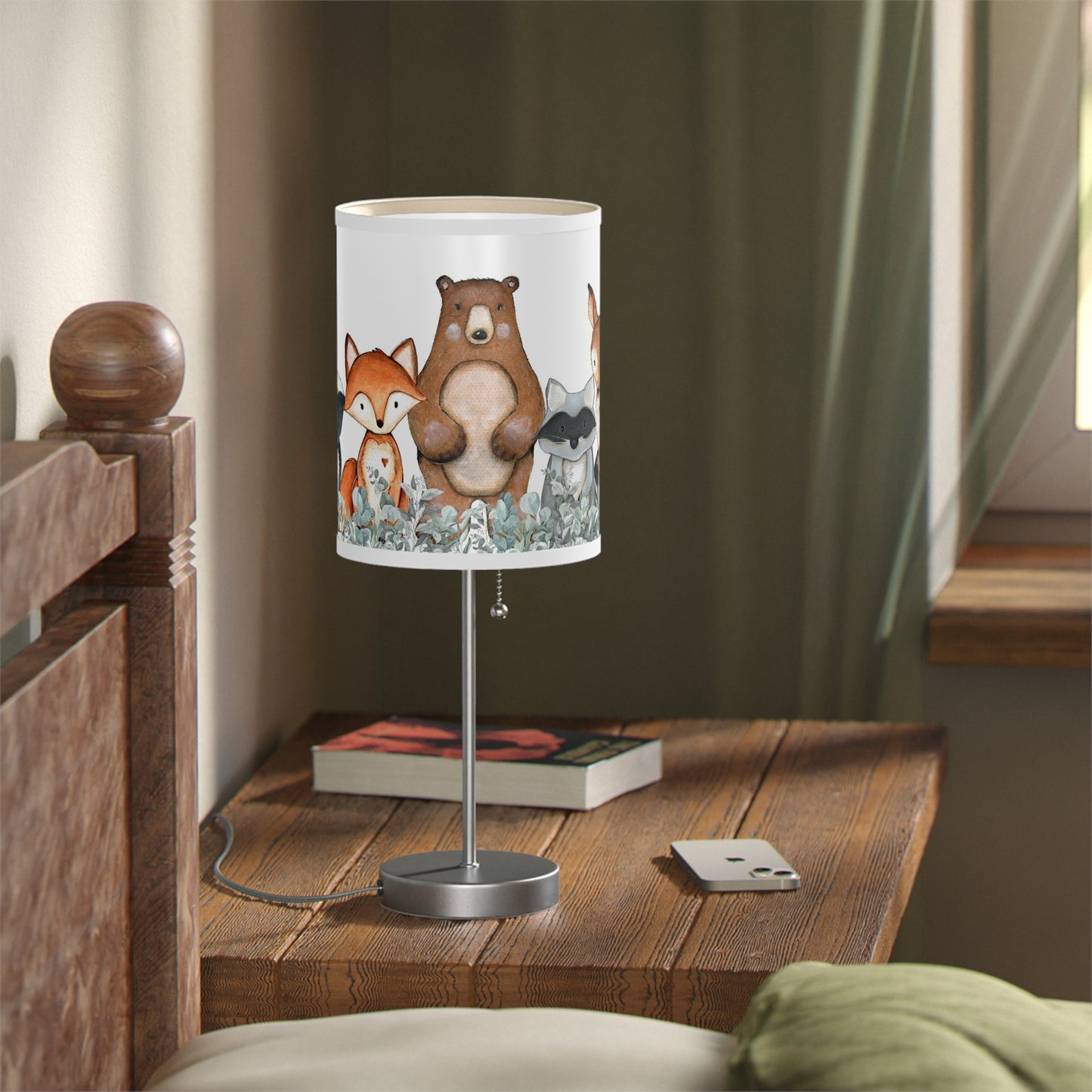 Forest animals lamp, Woodland nursery decor - Greenery Woodland