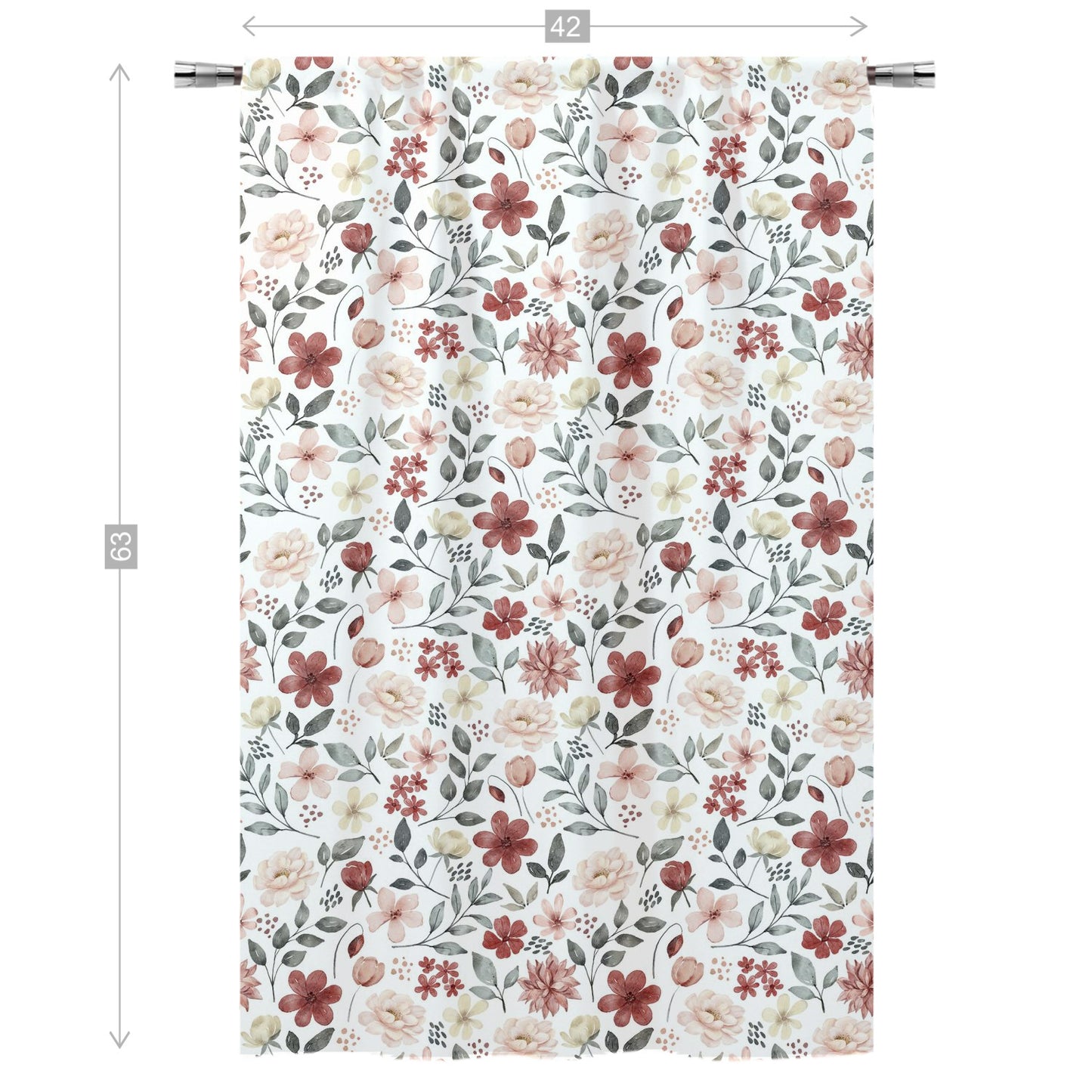 Peonies Curtain, Single Panel, Floral curtains for girl - Peonies Garden