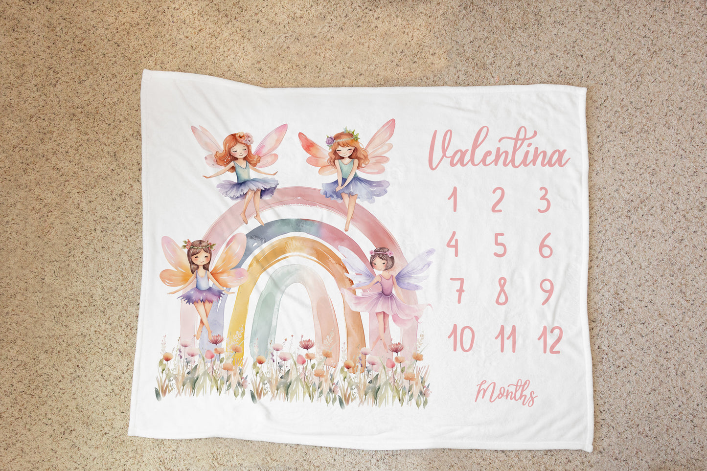 Personalized Fairies Milestone Blanket - Fairy Baby Blanket - Fairy garden