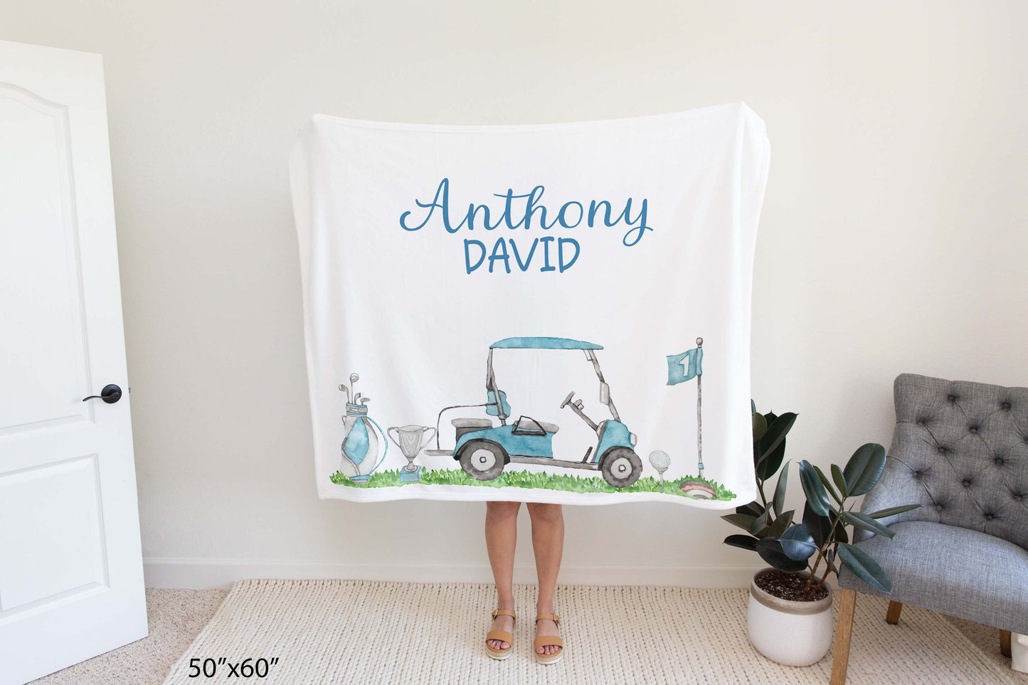 Personalized Golf Milestone baby Blanket - Golf boy Blanket - Little golfer