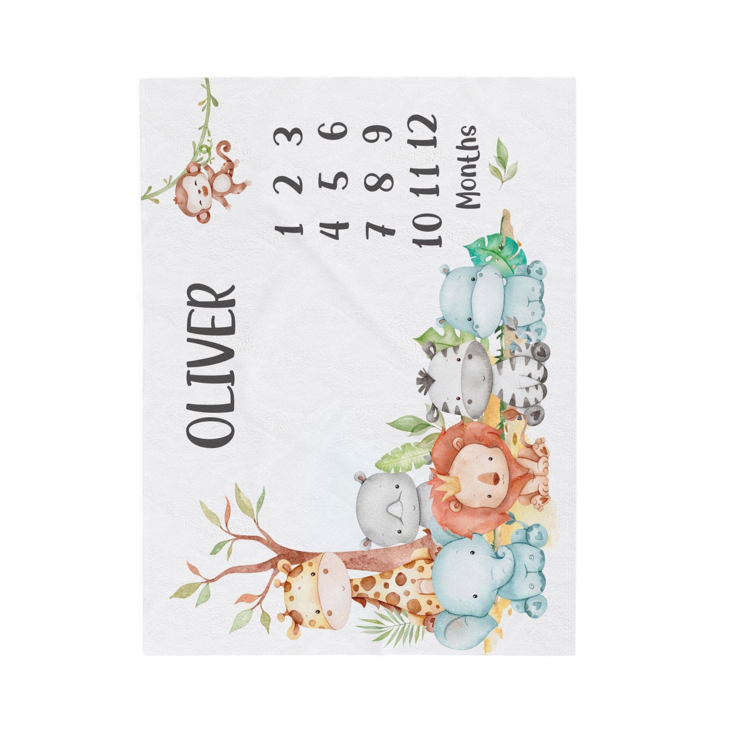 Personalized Safari Milestone Blanket - Jungle Baby Blanket - Cute Safari