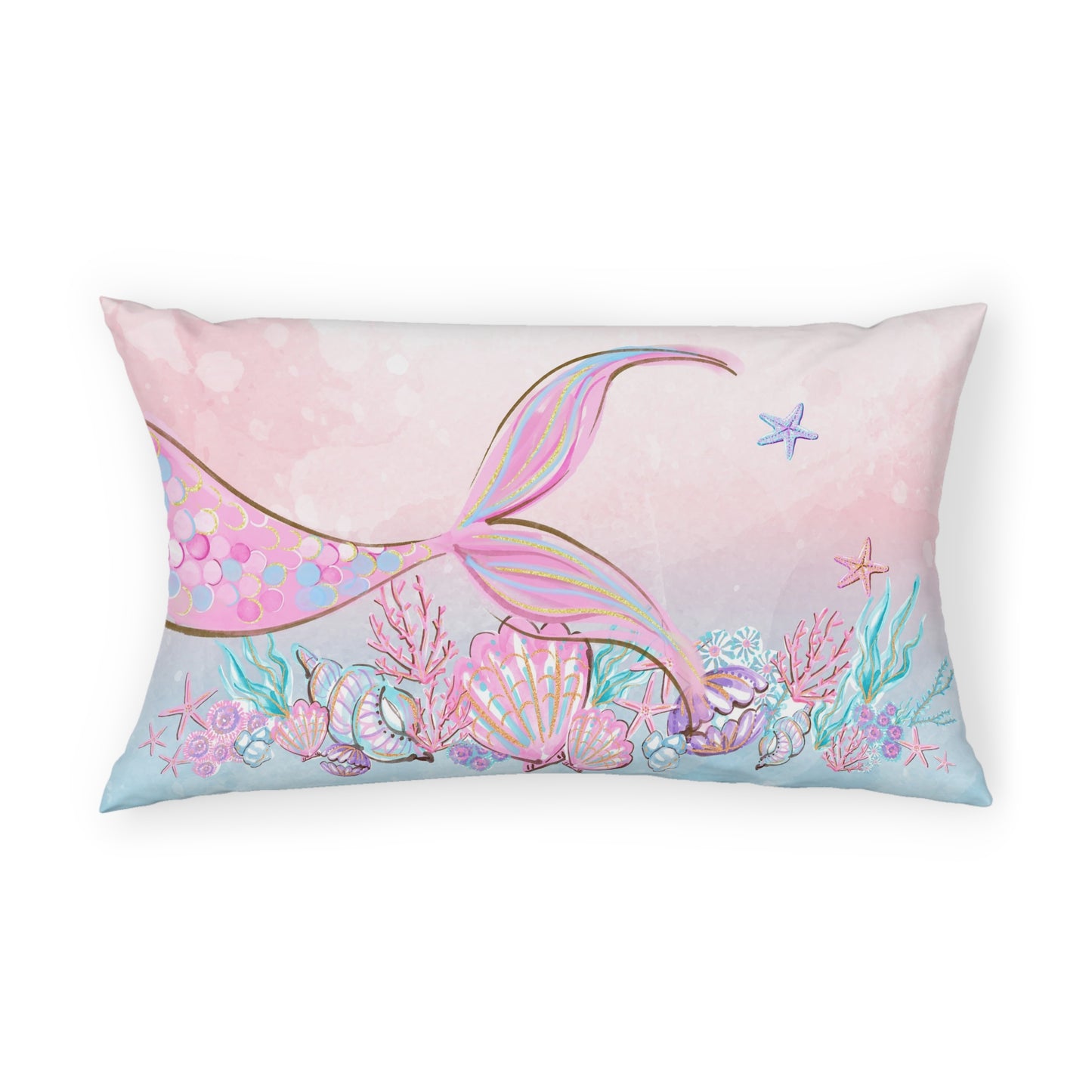 Mermaid pillow sham, Mermaid girl room decor - Pink Mermaid