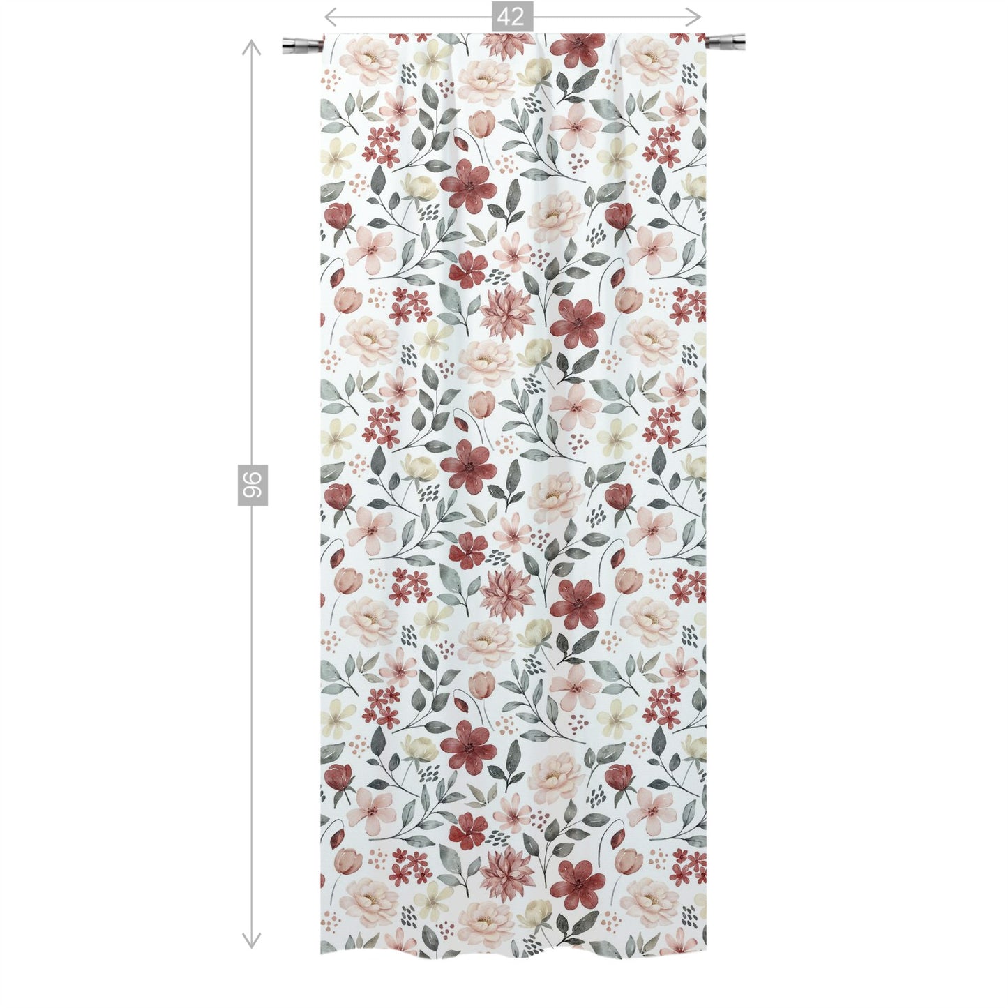 Peonies Curtain, Single Panel, Floral curtains for girl - Peonies Garden