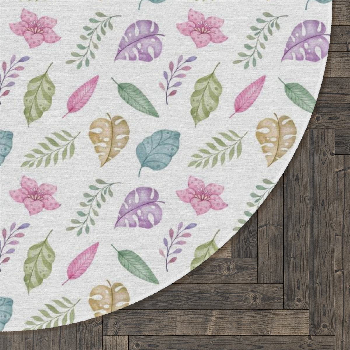 Tropical leaves rug, Girl tropical nursery decor - Pink Jurassic