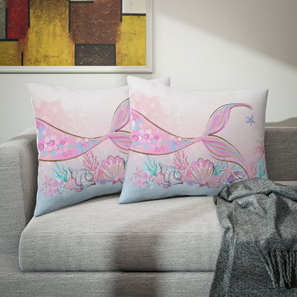 Mermaid pillow sham, Mermaid girl room decor - Pink Mermaid