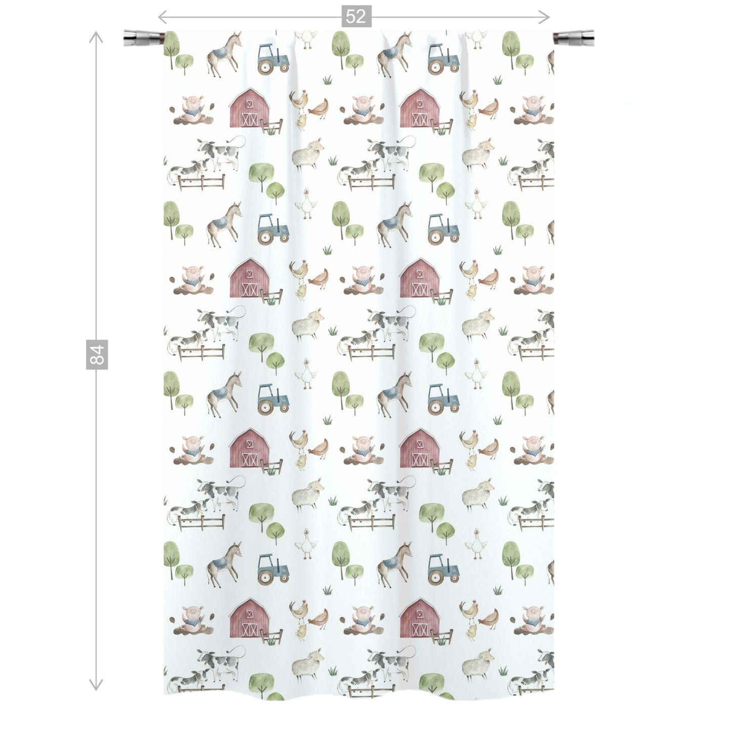 Farm Curtain, Single Panel, Farm nursery decor - Farm Adventure