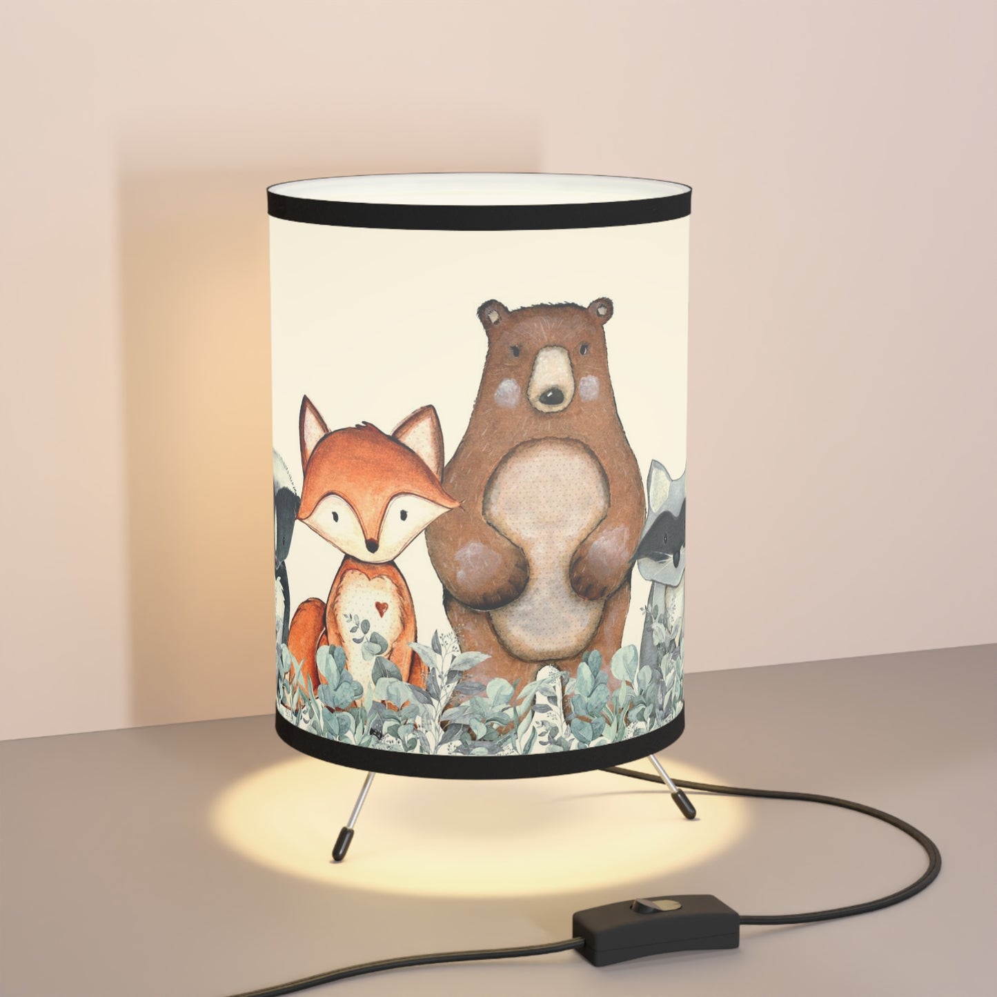 Woodland animals lamp, Forest nursery decor - Greenery Woodland