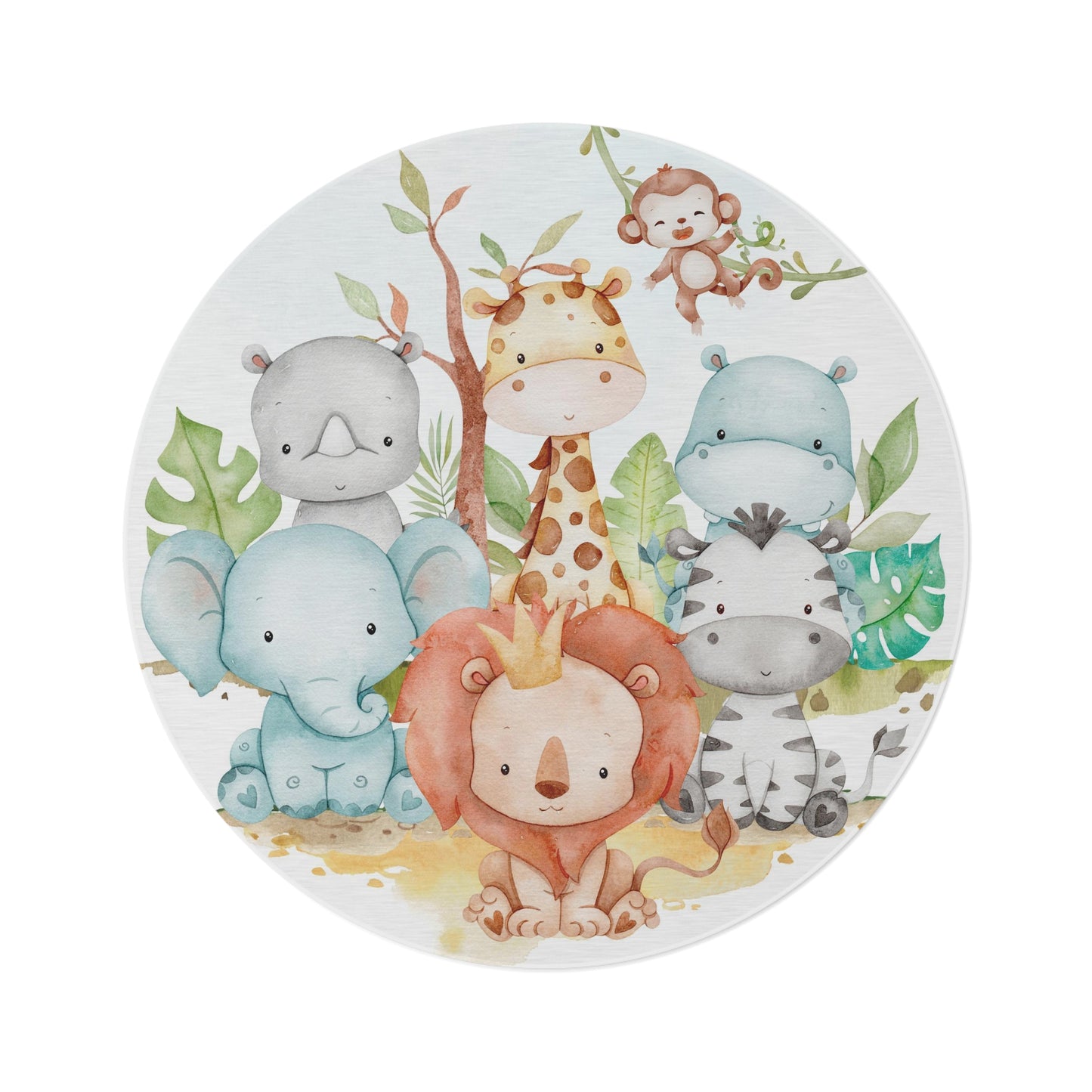 Safari animals Round rug, Safari nursery decor - Cute Safari