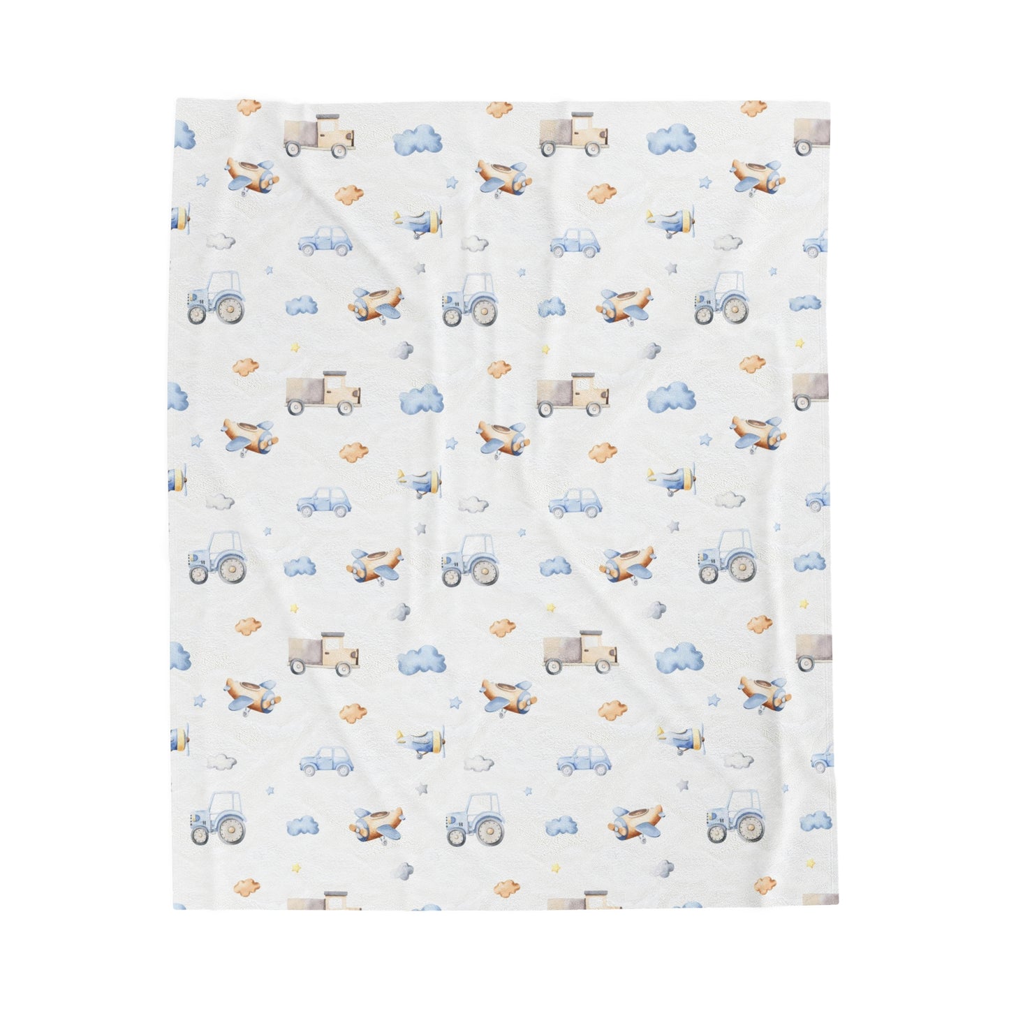 Transport blanket, Transport nursery bedding - Blue Transportation