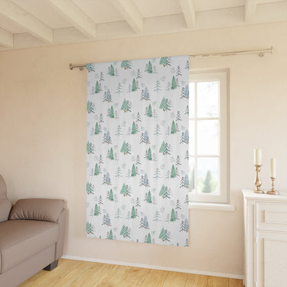 Pine trees blackout curtain, Single panel, Forest nursery decor - Scandi woodland