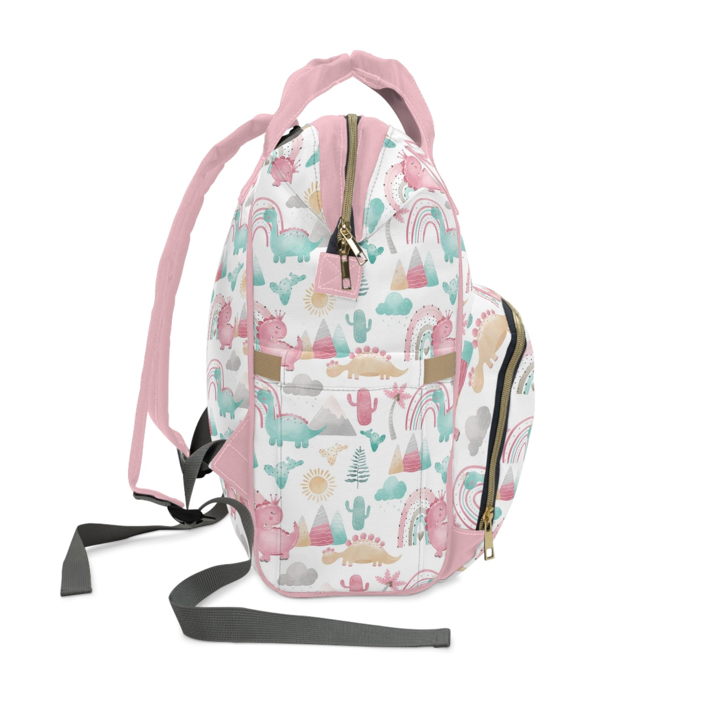 Pink dinosaur diaper backpack, Dinosaur Diaper bag - Pink Dinosaur