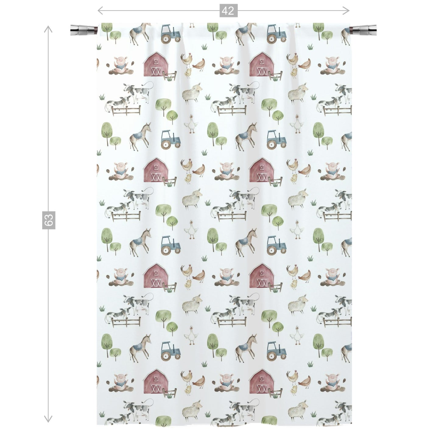 Farm Curtain, Single Panel, Farm nursery decor - Farm Adventure