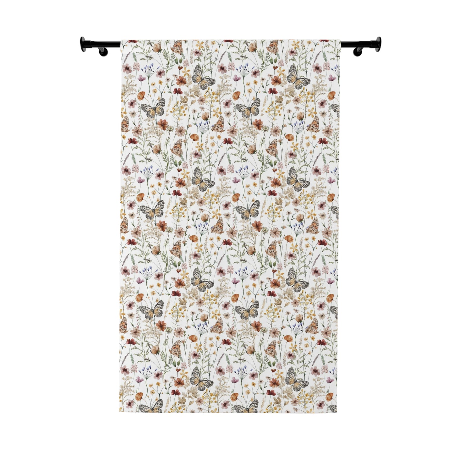 Wild flowers blackout curtain, Single Panel, Monarch butterfly curtain - Butterfly garden