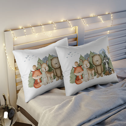 Woodland pillow sham, Forest pillow case - Magical Forest