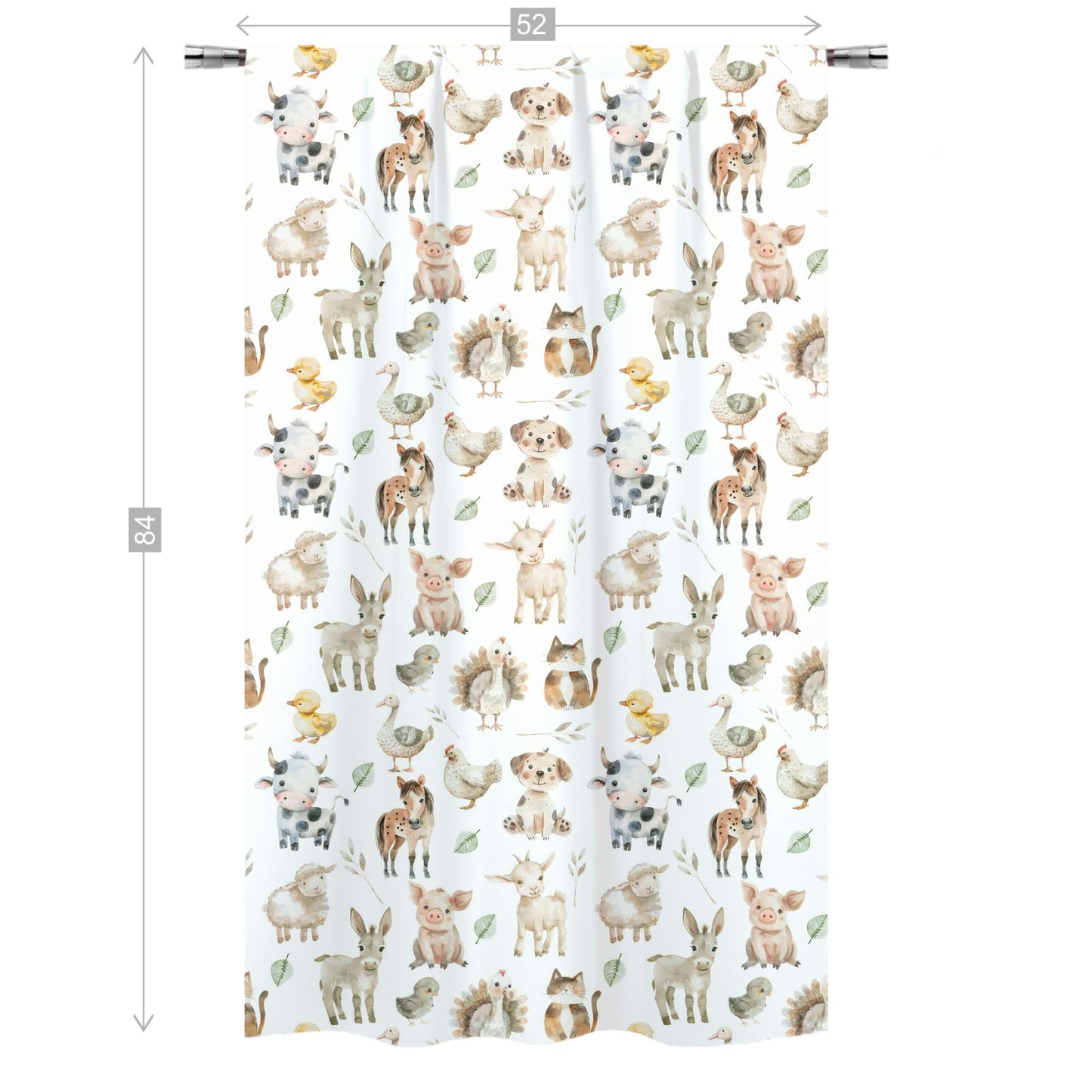 Farm animals Curtain, Single Panel, Gender-neutral farm nursery decor