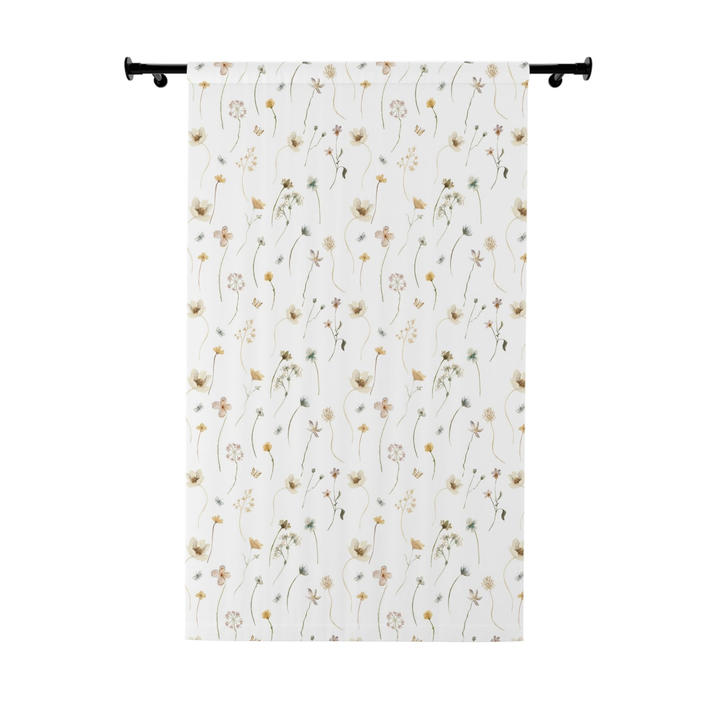 Wildflowers blackout single panel, Boho floral girl room decor - Mustard Wildflowers