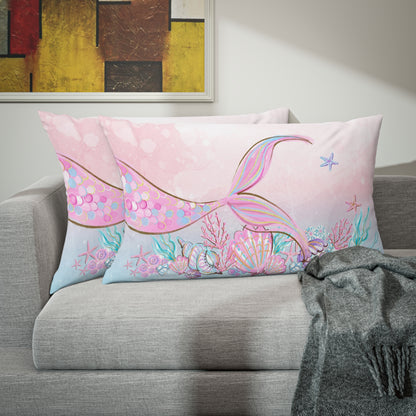 Mermaid pillow sham, Mermaid girl room decor - Pink Mermaid