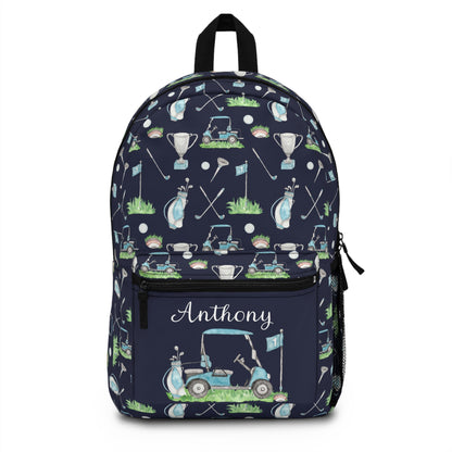 Personalized blue Golf Backpack, Boys Back To School Bag - Little Golfer