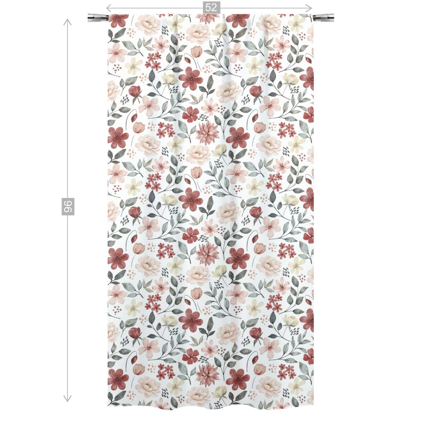 Peonies Curtain, Single Panel, Floral curtains for girl - Peonies Garden