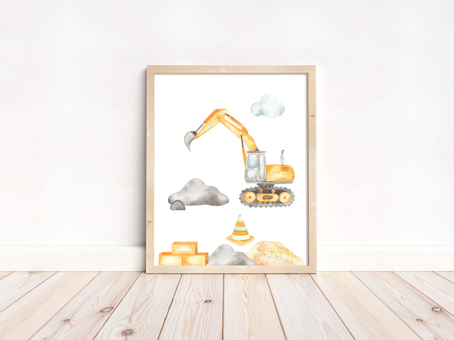 Construction Wall Art, Construction Nursery Prints set of 3 - Under Construction