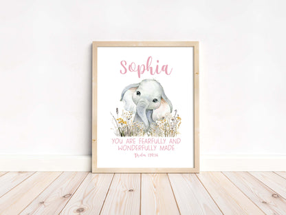 Elephant Nursery art, Bible verse wall art