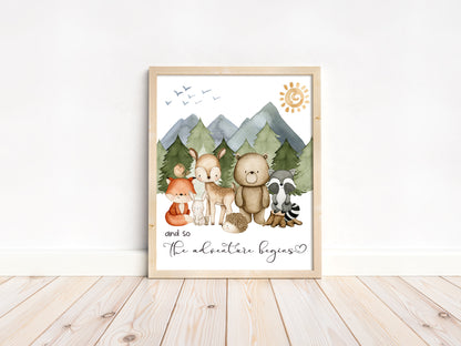 And So The Adventure Begins, PRINTABLE woodland Wall Art, Forest Nursery Print - Magical Forest