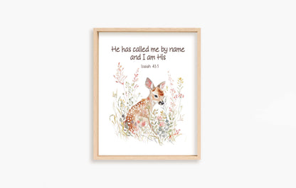 Bible verse, PRINTABLE Deer Wall Art, Bible verse Nursery Print