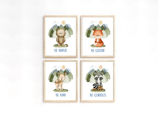 Woodland Wall Art, Forest Nursery Prints Set of 4 - Magical Forest