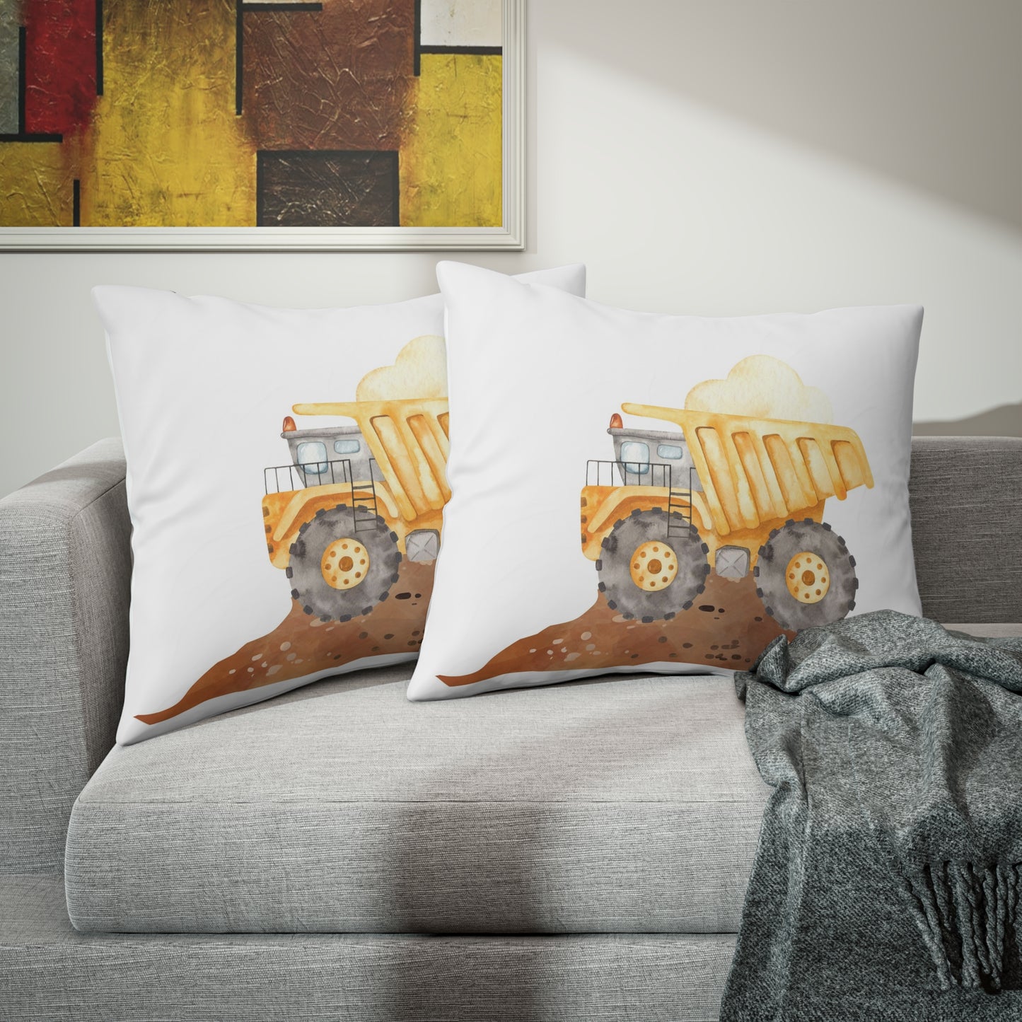 Truck Pillow Sham case, Construction boys room pillow - Under construction