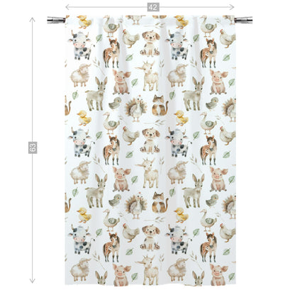 Farm animals Curtain, Single Panel, Gender-neutral farm nursery decor