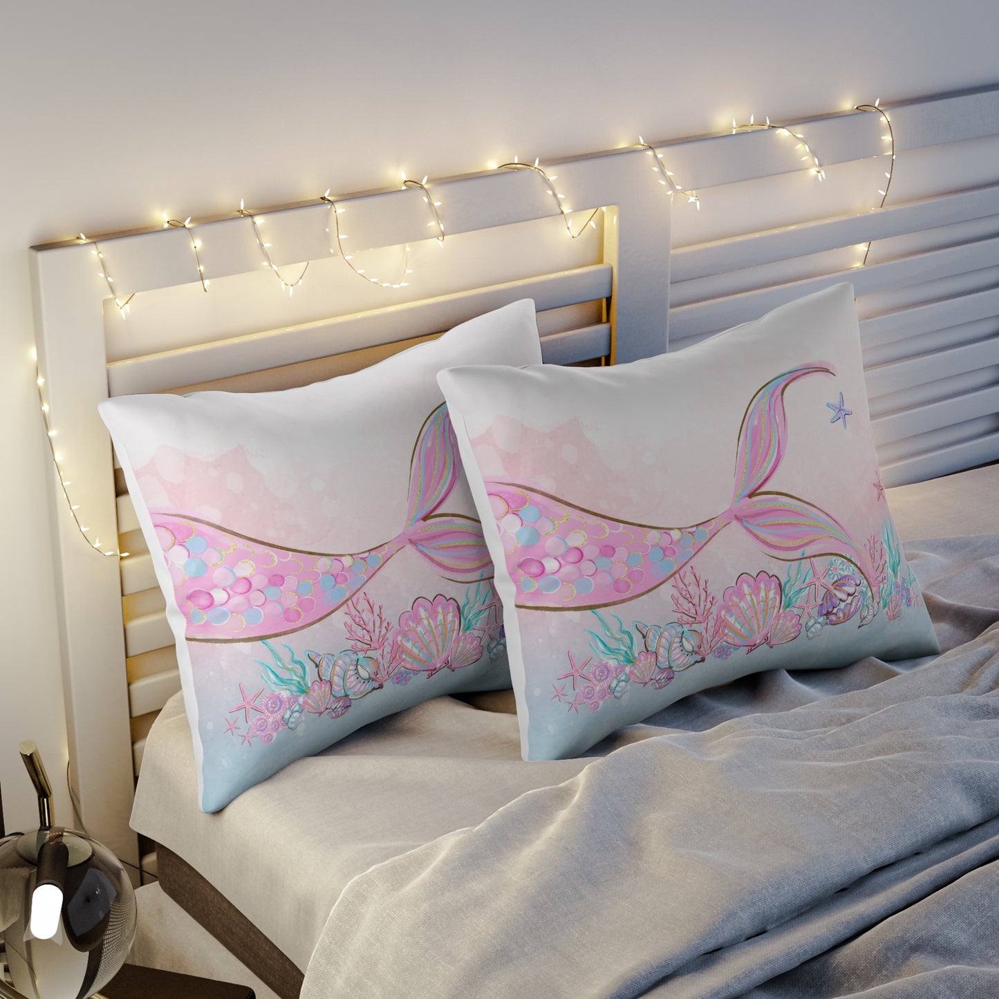 Mermaid pillow sham, Mermaid girl room decor - Pink Mermaid