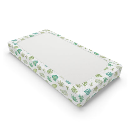 Tropical leaves Changing Pad Cover, Safari nursery decor - Cute Safari