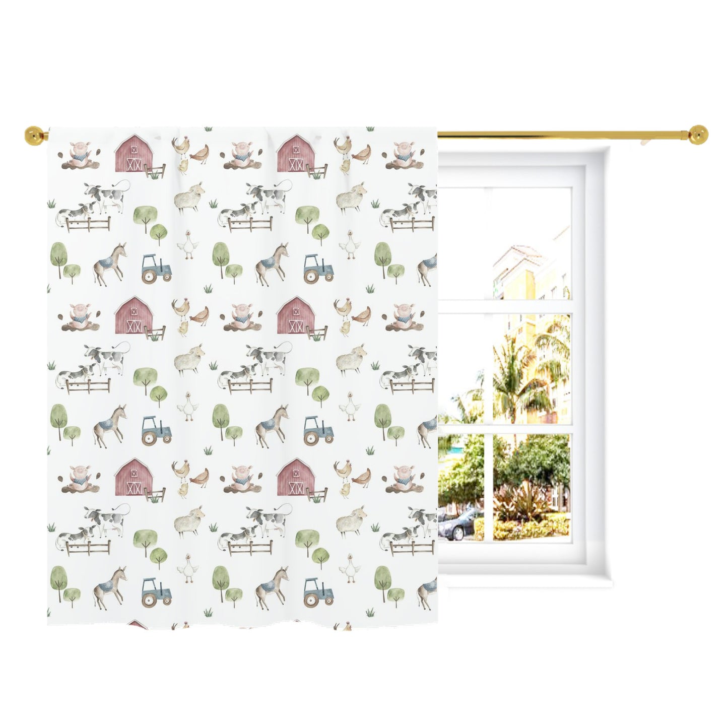 Farm Curtain, Single Panel, Farm nursery decor - Farm Adventure