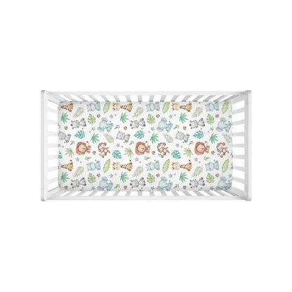 Safari Crib Sheet, Jungle Nursery Bedding- Cute Safari