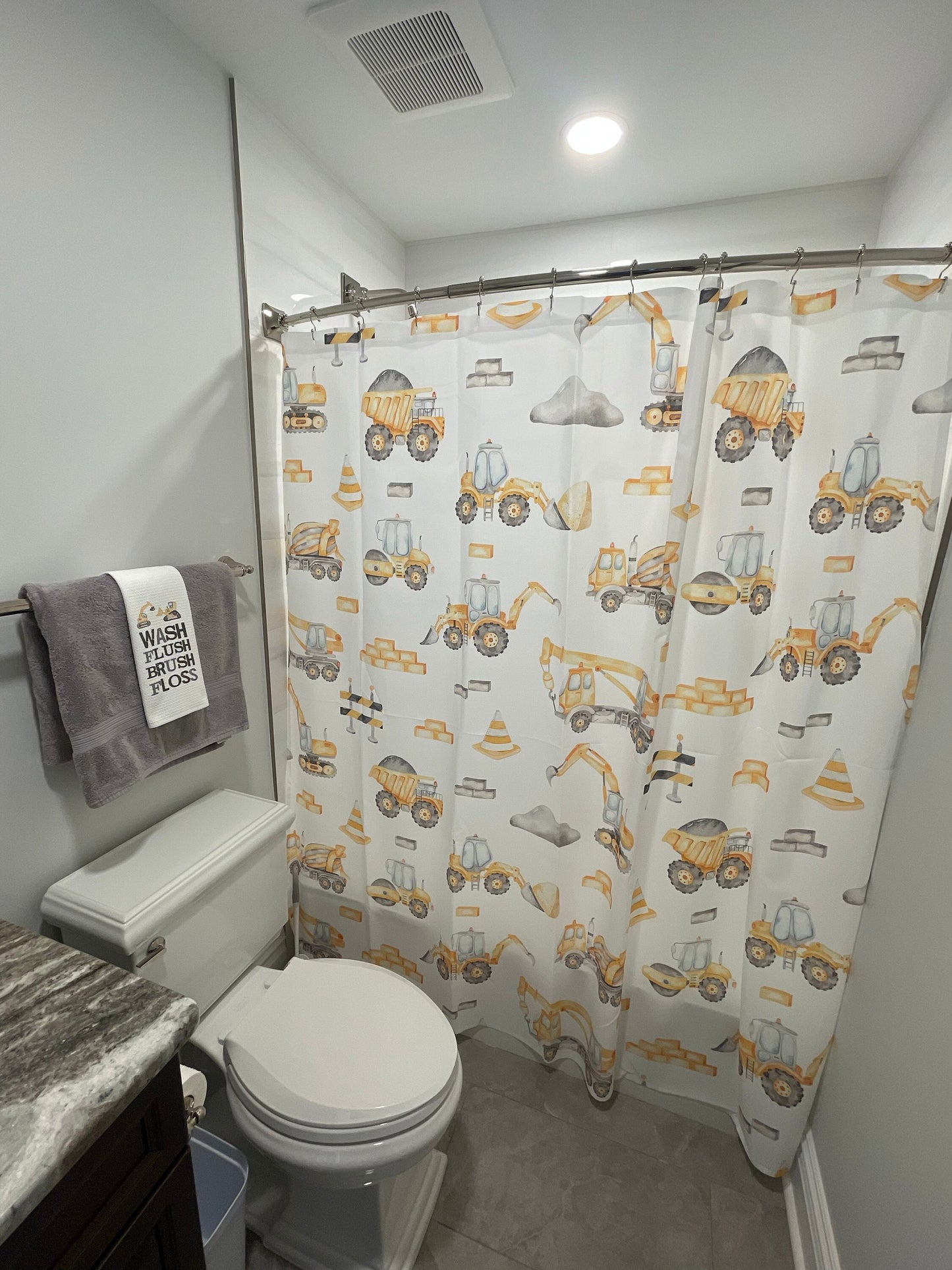 Construction Shower Curtain, Construction bathroom decor  - Under construction