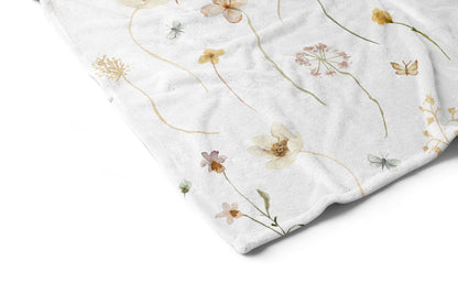 Wildflowers Blanket, Wildflower Nursery Bedding - Mustard Wildflowers