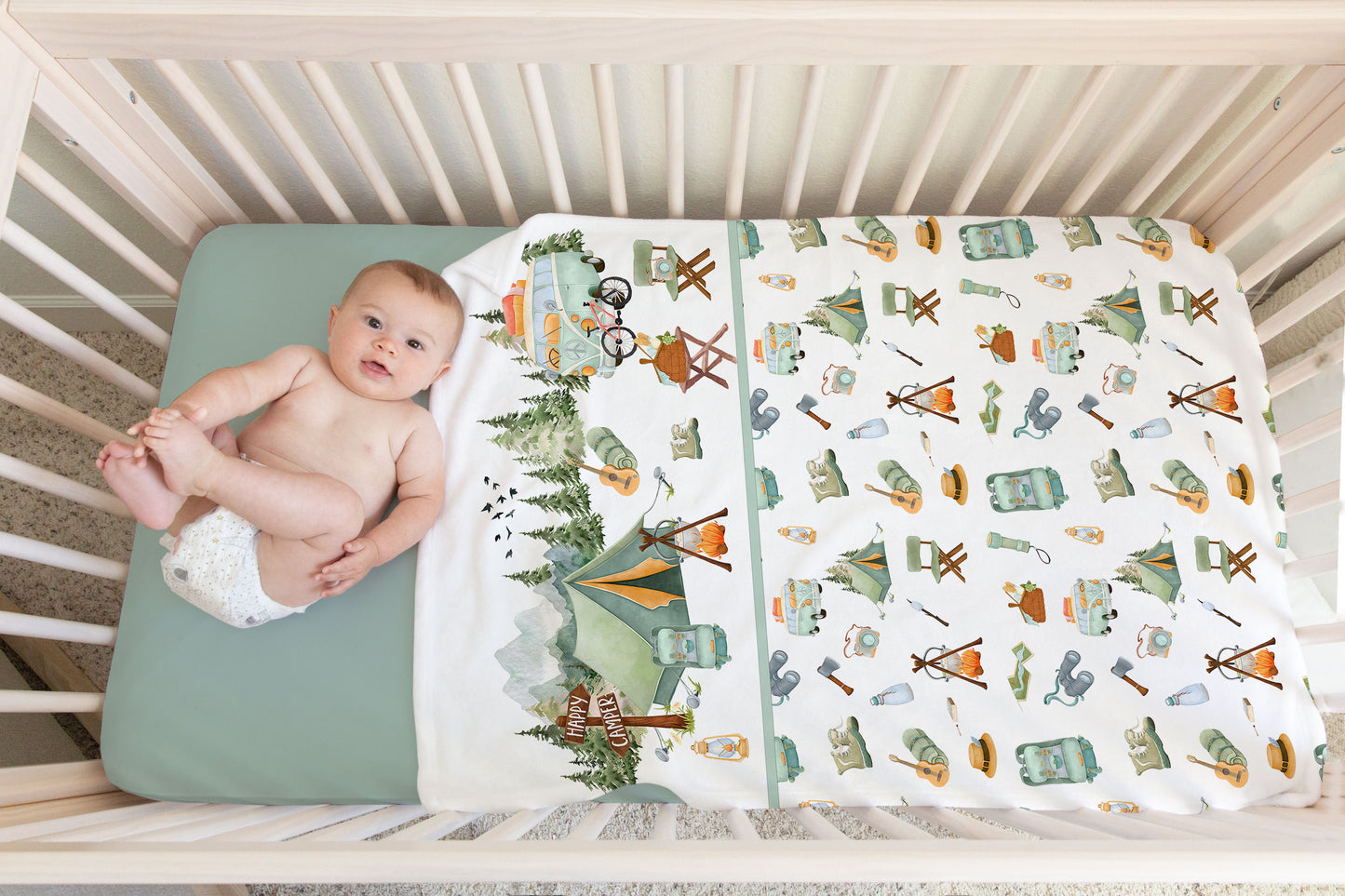 Camping nursery bedding, Camping baby blanket - Outdoor adventures