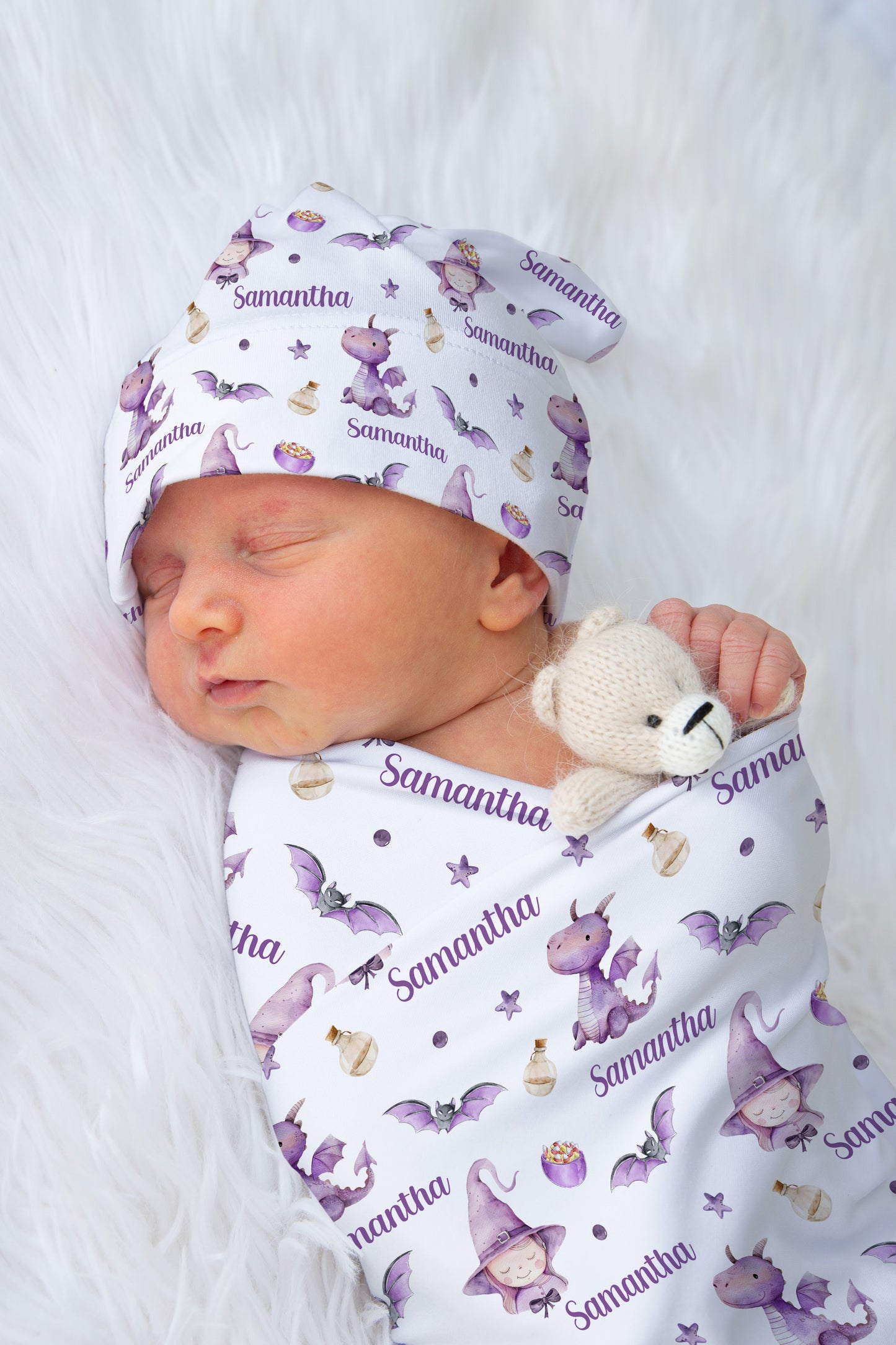 Witch Swaddle Set, Custom Halloween receiving blanket