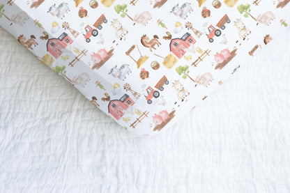 Farm Crib Sheet | Barnyard Nursery Bedding - Sweet farm house