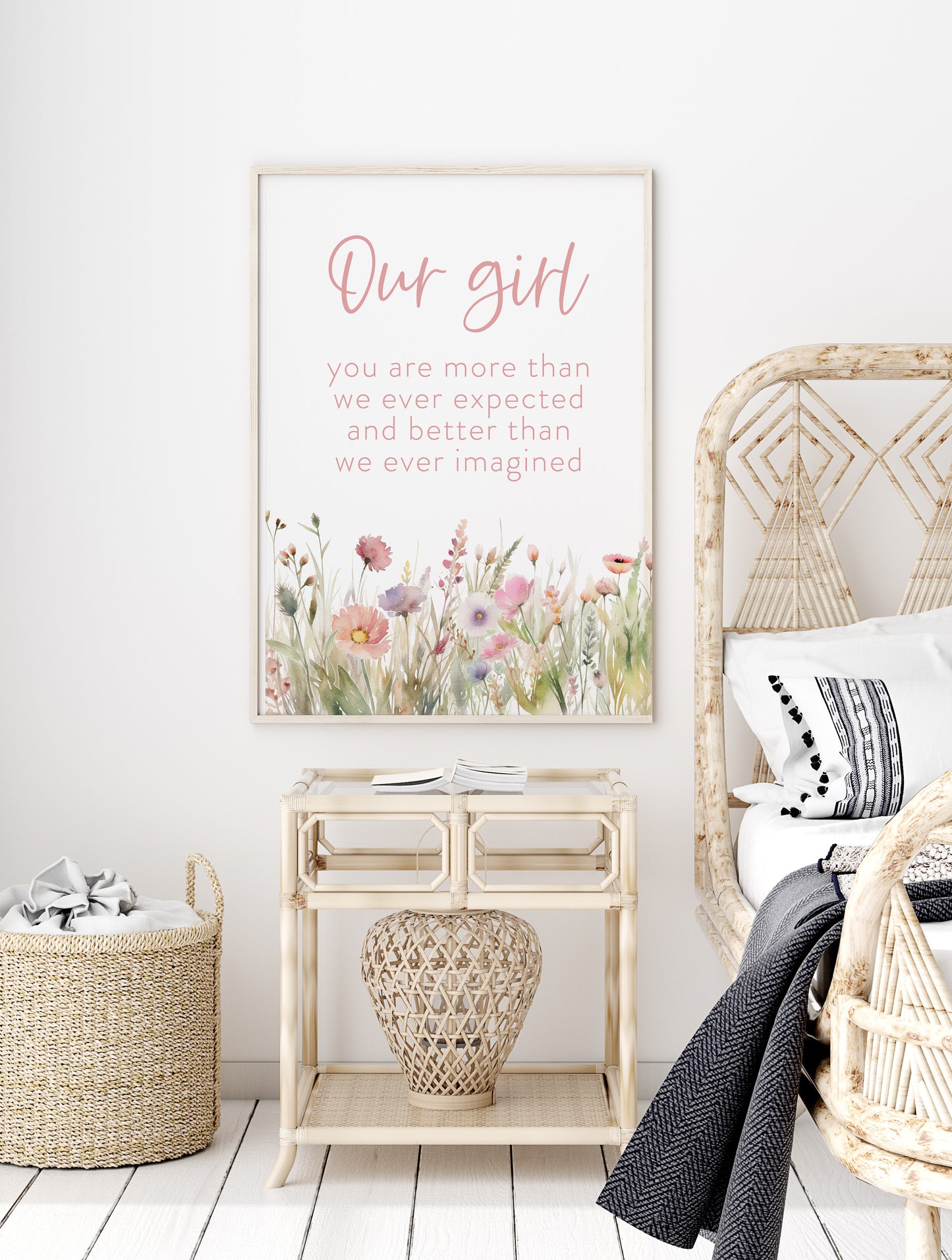 Our girl nursery print, Wildflowers nursery art