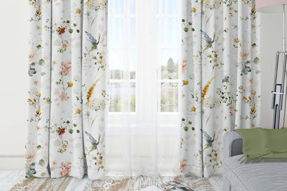 Wild flowers blackout curtain, Vintage floral curtains - Vintage Garden