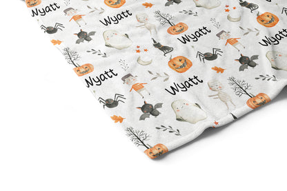 Personalized Halloween blanket, Halloween nursery bedding