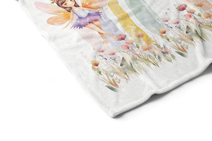 Personalized Fairy blanket, Rainbow fairies nursery bedding - Fairy garden