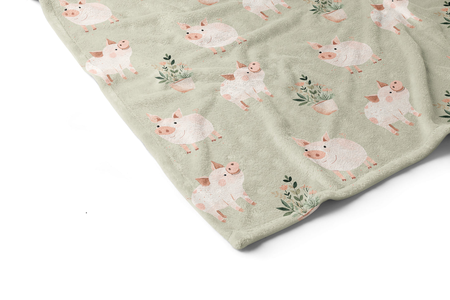 Pig baby blanket, Pig nursery bedding