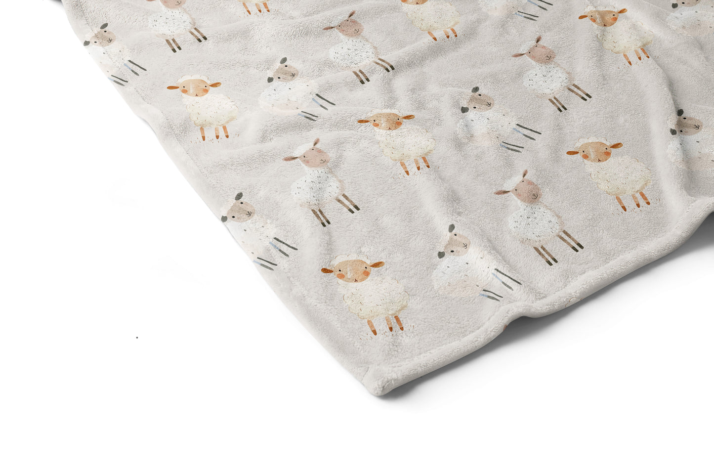 Sheep baby blanket, Farm animals nursery bedding