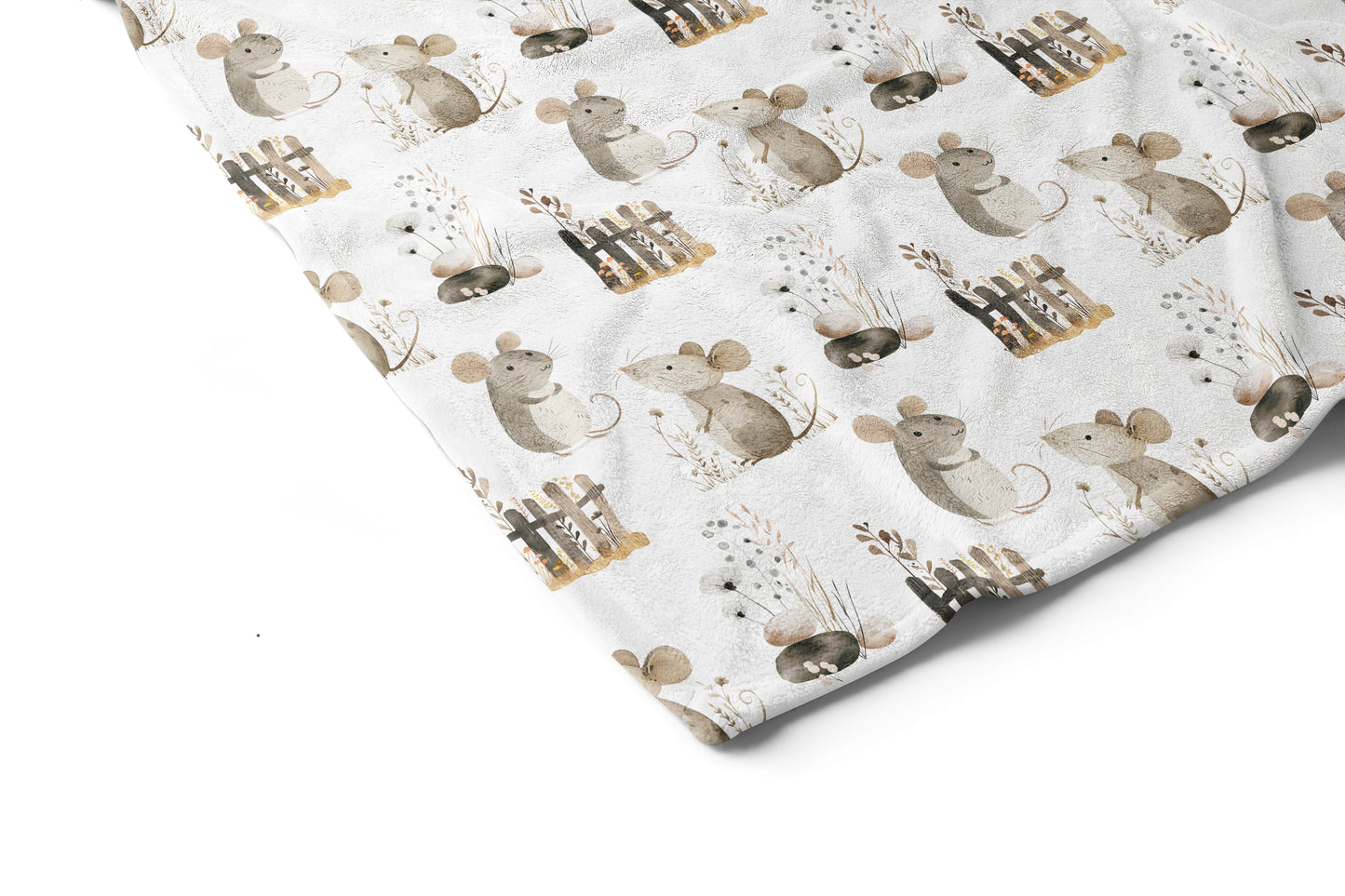 Mouse baby blanket, Earth tones crib bedding