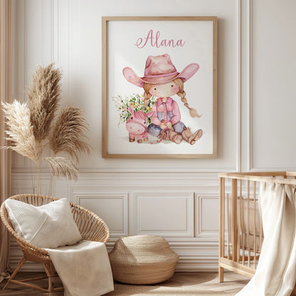 Pink cowgirl nursery wall art, Cowgirl room decor