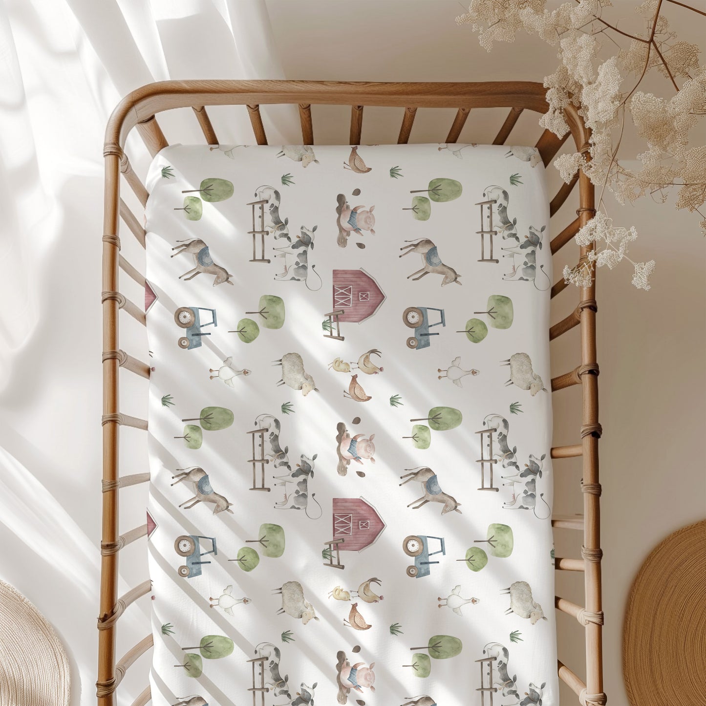 Farm Crib Sheet, Farm nursery bedding - Farm Adventure